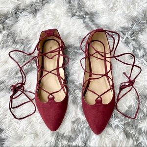 Burgundy Old Navy Strap Up Flats
